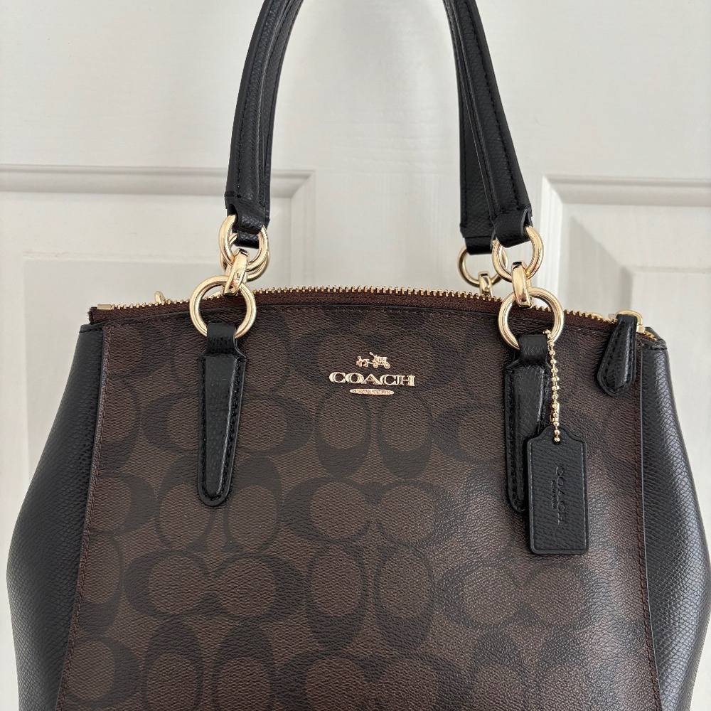 Coach Signature Canvas Mini Satchel / Crossbody – Brown & Black